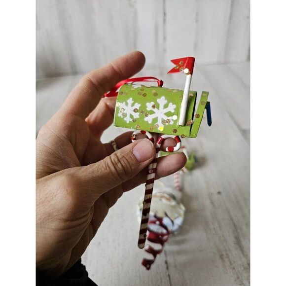 Metal Santa mailbox ornament tree snow globe Xmas set - Picture 7 of 12